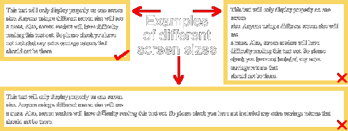 Screenshot showing examples of how text displays on different screen sizes
