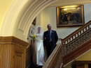 4. Charlotte & Kingsley Ash decending the staircase