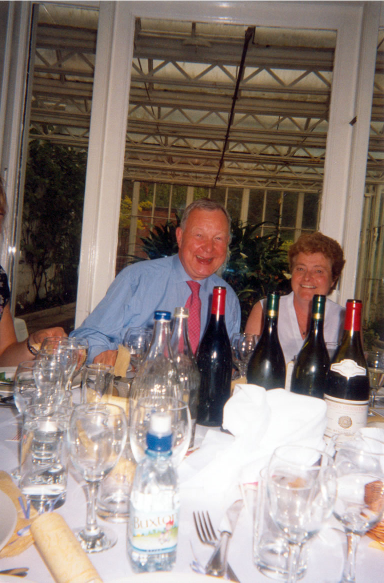 Robin Caven-Atack & Anne Caven-Atack surrounded by booze