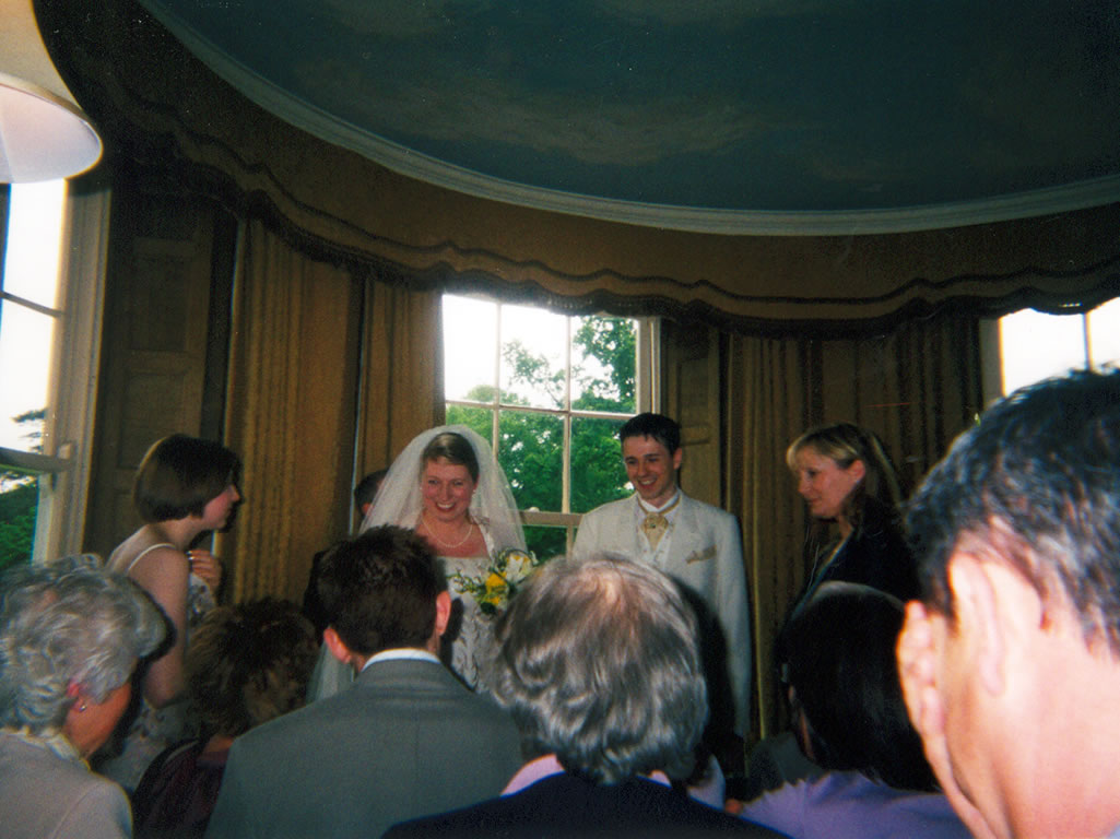 Andy Fedrick (far right) expresses his hopes for the future of the happy couple