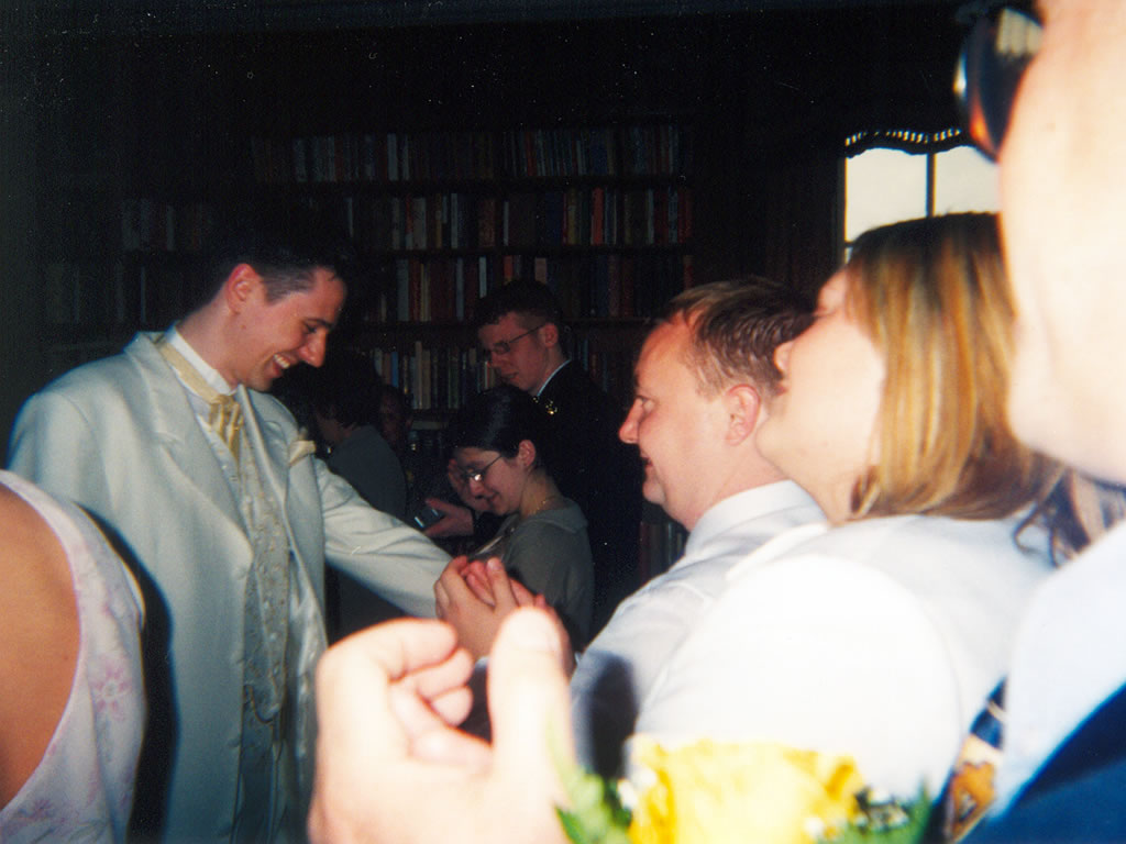Tom trying not to tread on Charlotte's veil (again)